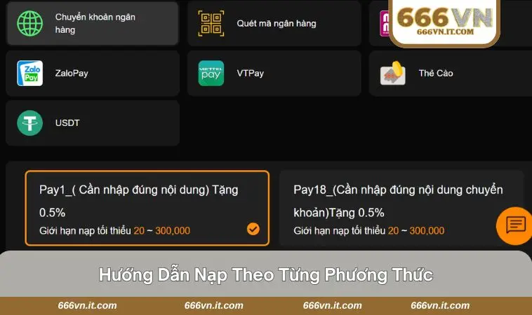 Nạp Tiền 666VN 2 Các phương thức nạp tiền tại tòa án như ngân hàng, ví điện tử và quét mã QR