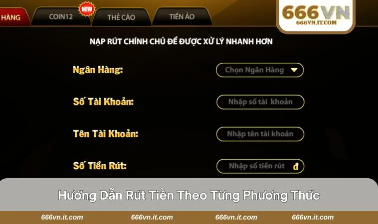 Rút Tiền 666VN 2 Các bước rút tiền qua ví điện tử tại 666VN