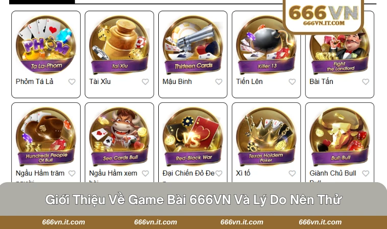 Game Bài 666VN 1 Giao diện chính của game bài với nhiều bàn bài online